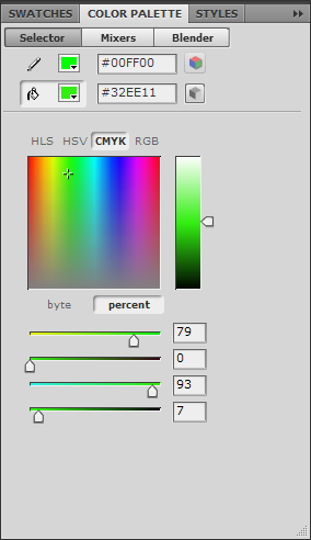 Color Palette panel - Selector